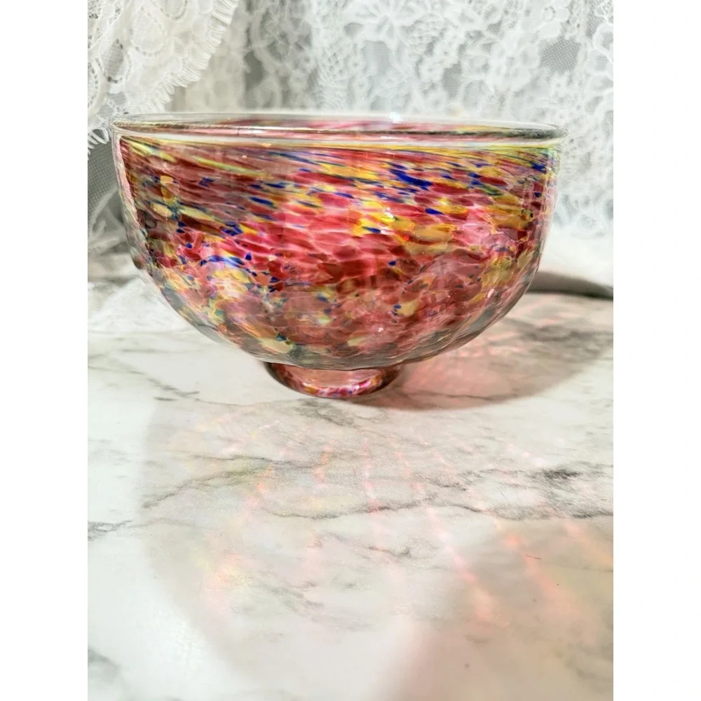 Beautiful Hand Blown Glass Bowl With Signature Dated 2003 6